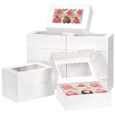 Moretoes 28Pcs Cookie Boxes with Window, 9X6X3 Inch White Bakery Boxes Dessert C