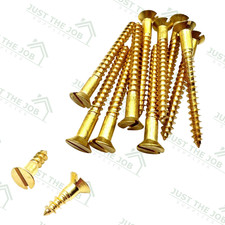 SOLID BRASS Slotted Countersunk Wood Screws ~ ALL GAUGES & SIZES 2,3,4,6,8,10,12