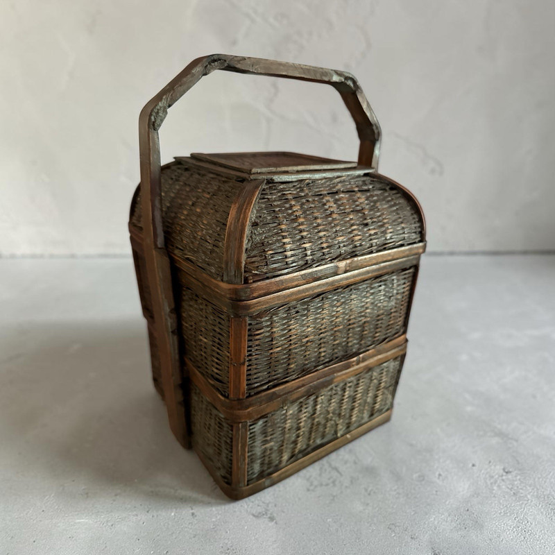Vintage Bamboo 2 Tiered Chinese Wedding Basket