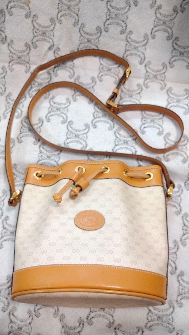 GUCCI Micro GG Shoulder Bag in Beige Canvas Authentic F07211650