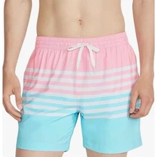 Chubbies NWT Size XL Men's "On the Horizons" Swim Trunks Pink Blue Stripe