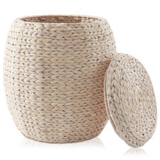 OPEN BOX - Round Hyacinth Storage Basket/Hamper/Planter for Laundry, Blankets