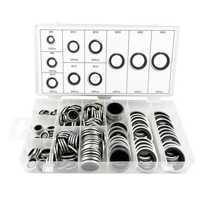 #ad 150 Pcs Automotive Self Centered Bonded Seal Gasket Oil Washer Assortment Kit $21.44