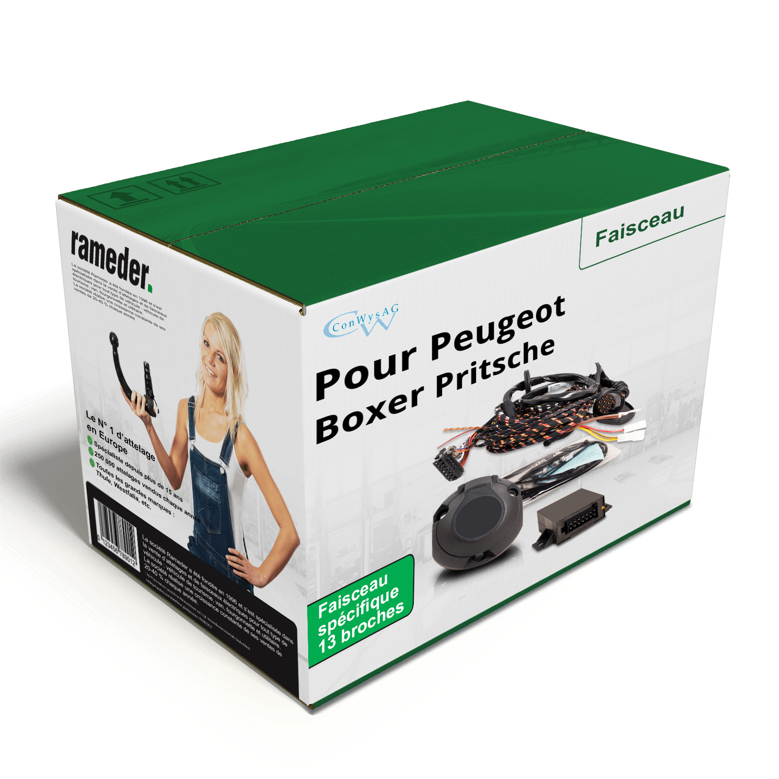 Faisceau spécifique 13 broches PEUGEOT Boxer Pritsche pour tracter remorque de chantier