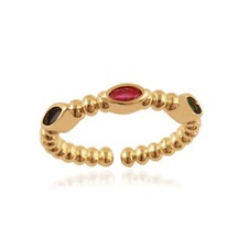 Beautiful Multi Color Quartz Ring Gold Plated Statement Adjustable Women Ring