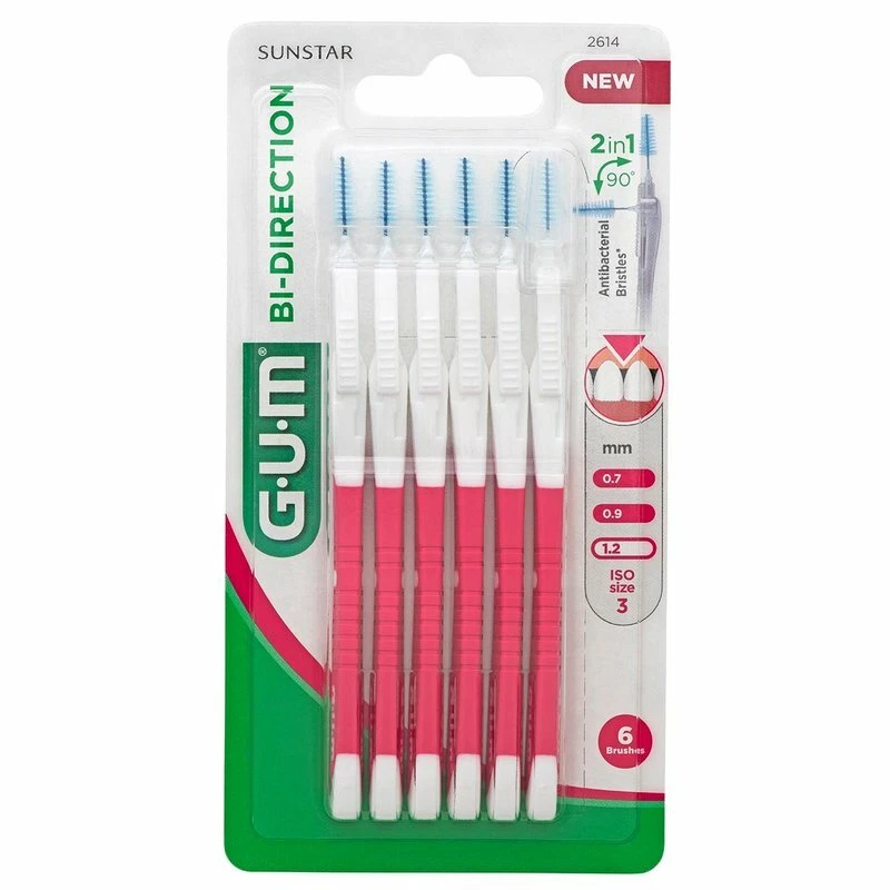 GUM Bi-Direction Interdentalbürsten 1,2 mm pink (Tanne) 6 Stück