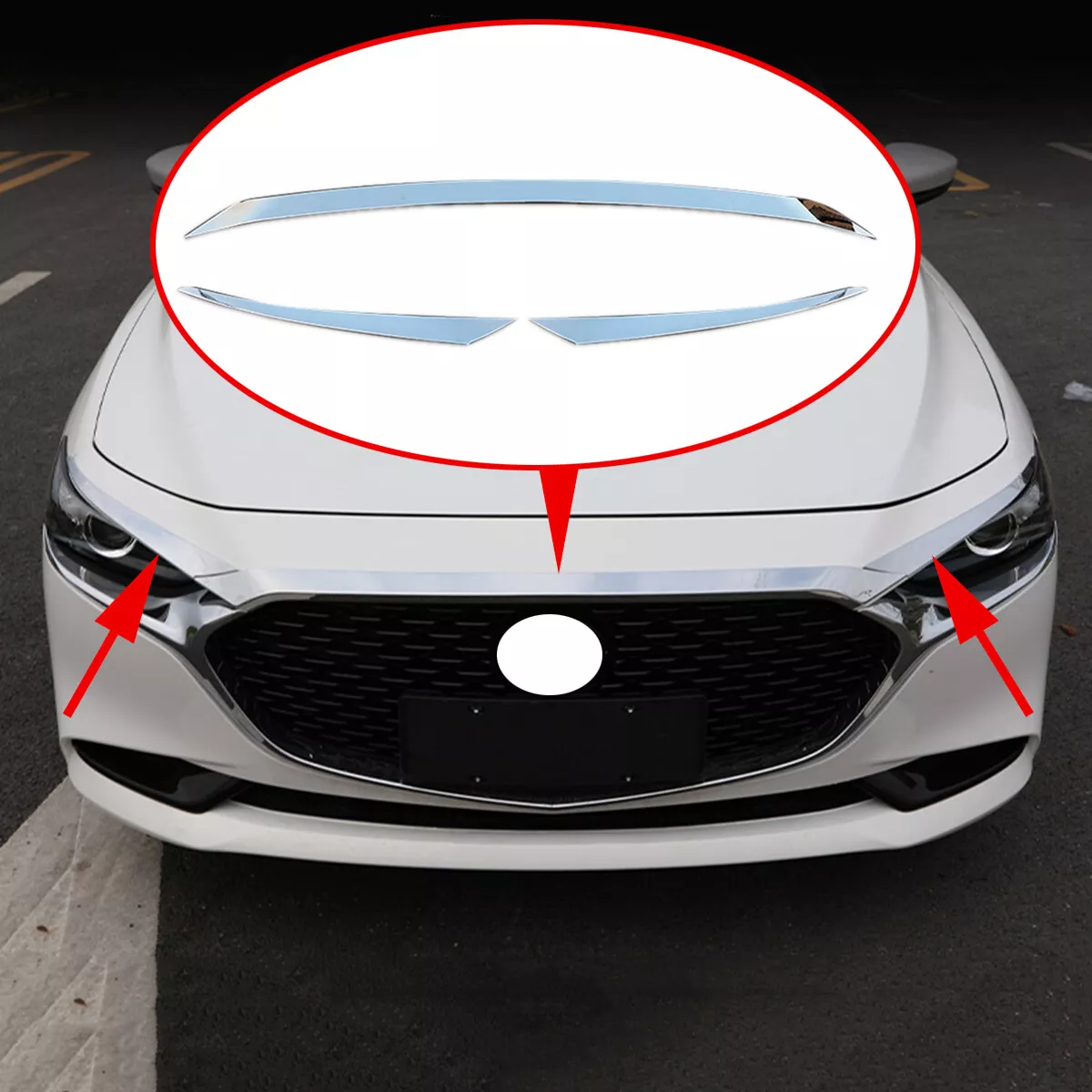 Car Front Hood Bonnet Grill Stripes Cover Trim For Mazda 3 2019