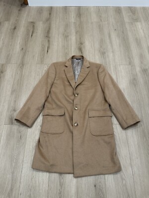 Brooks Brothers Camel Hair Polo Coat For Men Size 44R USA Made