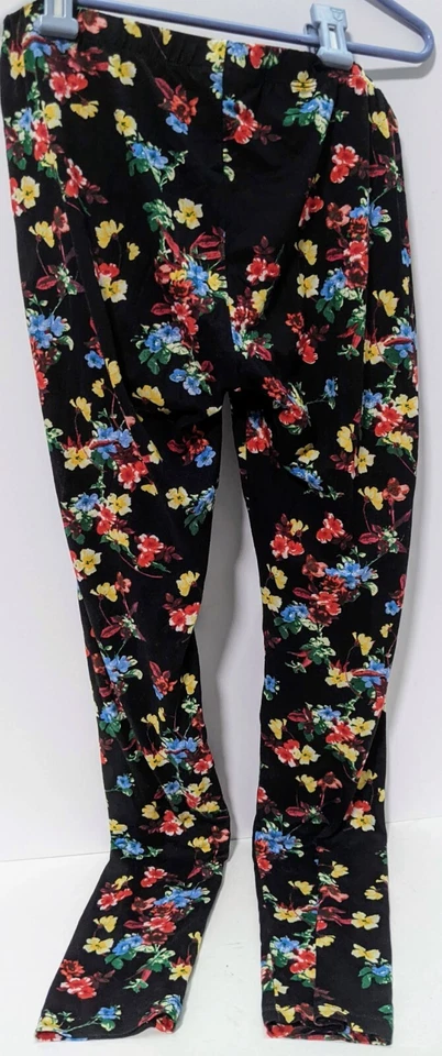 Bobbie Brooks Ladies Black Floral Print Leggings Size M Super Soft - Image 2 of 3