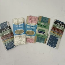 New 6 Pc Vintage Wrights, Penneys, Mixed Rick Rack Trim Packages