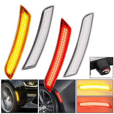 4PCS Red Amber LED Side Marker Lights For Chevrolet Camaro 16-24 Cadillac 14-19