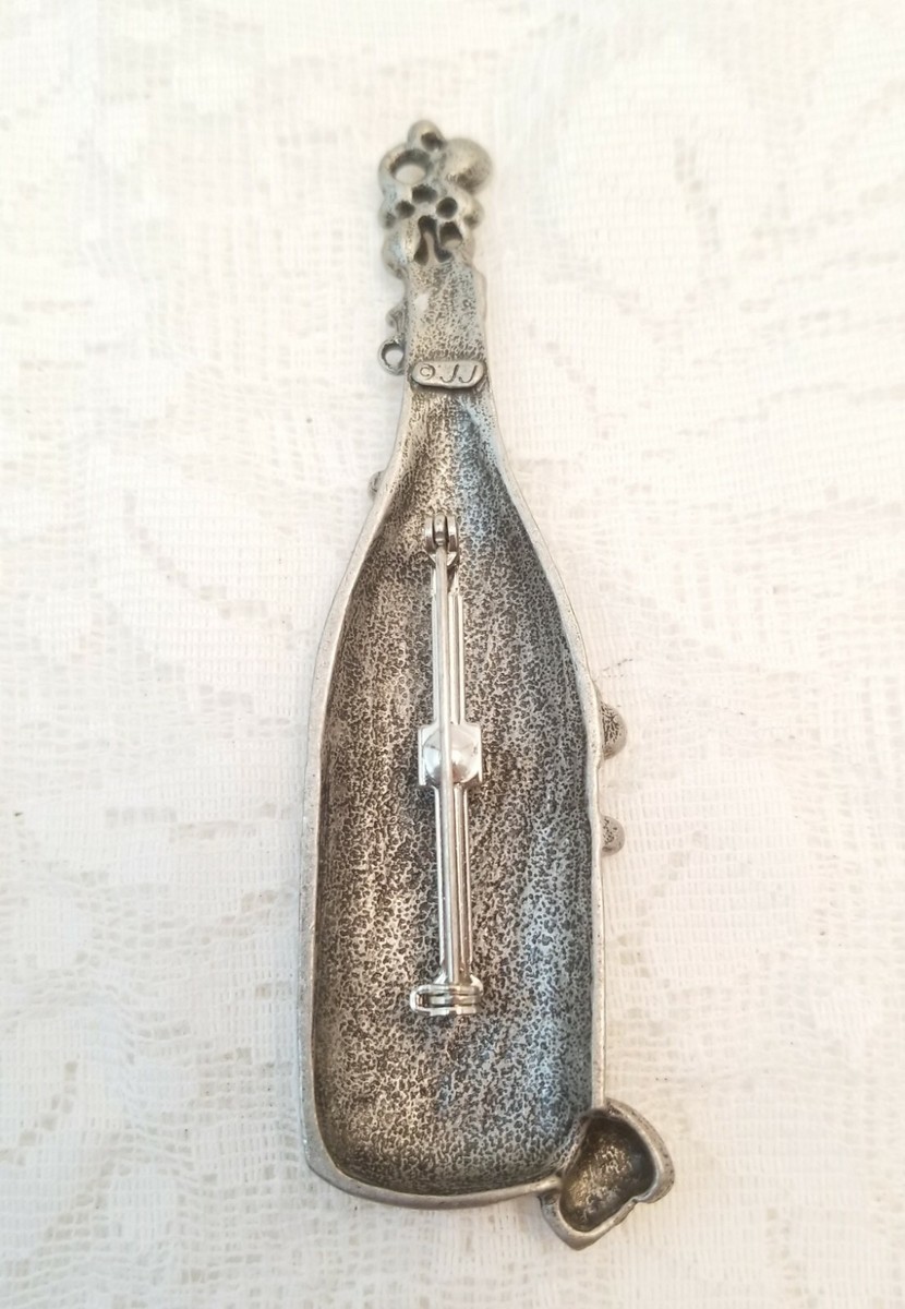 Superbe Broche Vintage JJ JONETTE Pour Le Nouvel An - Champagne, Bronze, Neuve Avec étiquettes - Parfaite Pour Célébrer !