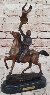 Bronze sculpture by Frederic Remington ''Buffalo Signal'' Indian on horse 13'' Gift