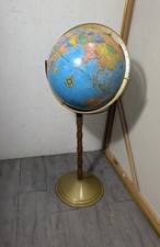 Vintage Cram's Imperial 12" World Globe Wood & Metal Floor Stand B96
