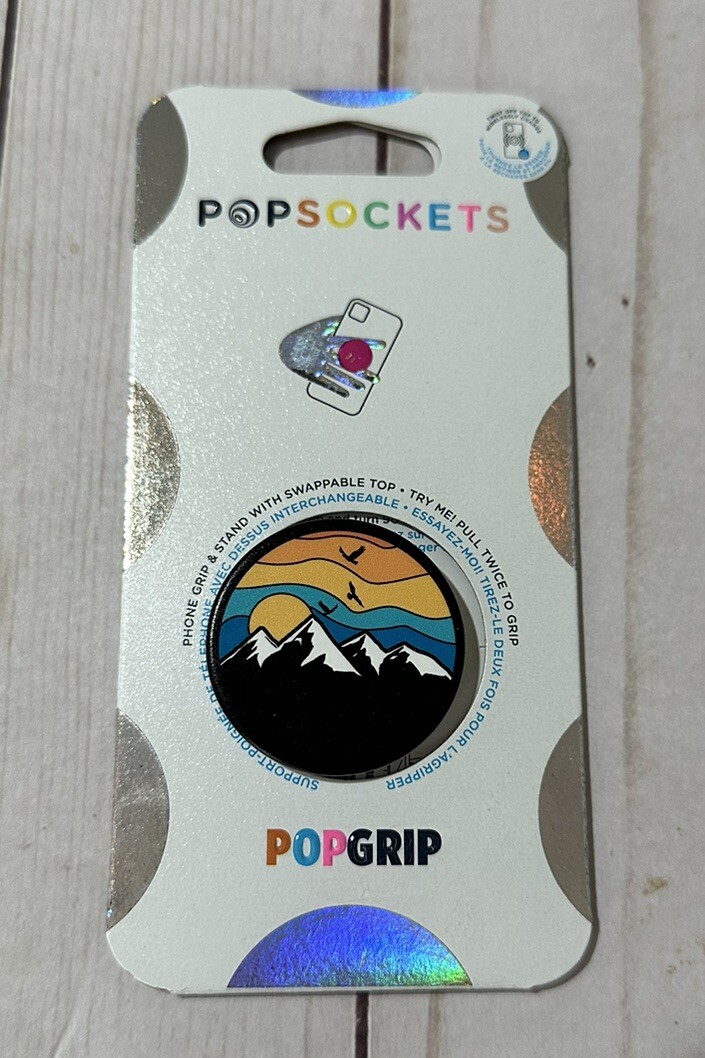 Popsocket Popgrip Phone Grip & Stand w/ Swappable Top Mountain High Sunset NEW-image
