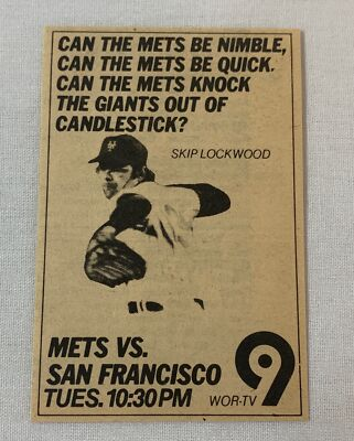 #ad 1979 small WOR tv ad METS vs GIANTS July 24 $5.39