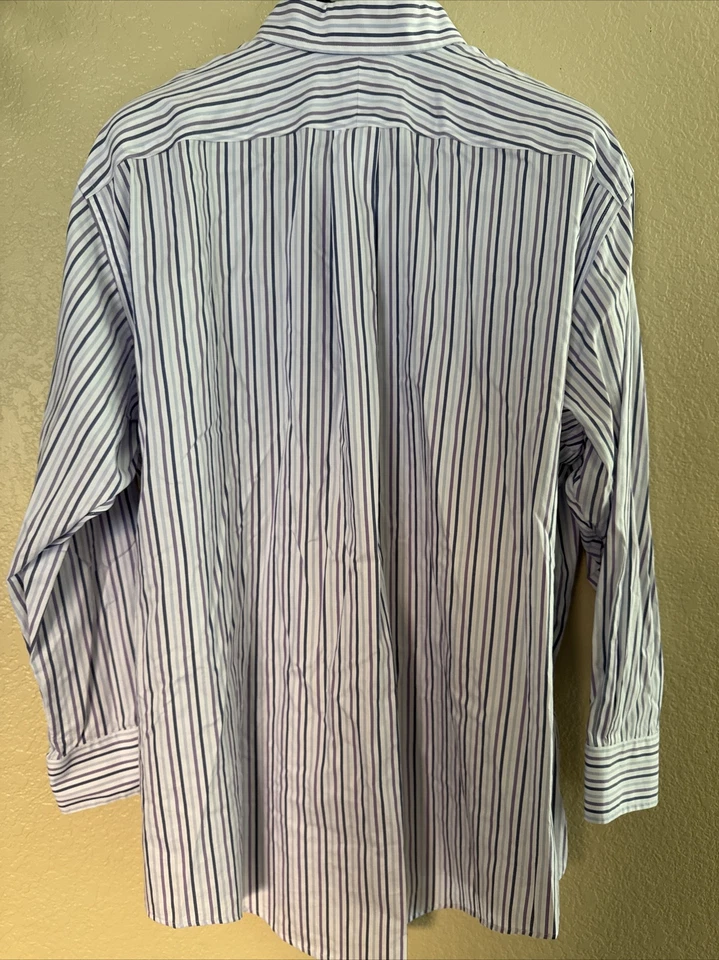 Land’s End Lot of 2 Men Size 18.5-34 Shirt Traditional Supima Non Iron Pinpoint  - Image 3 of 4