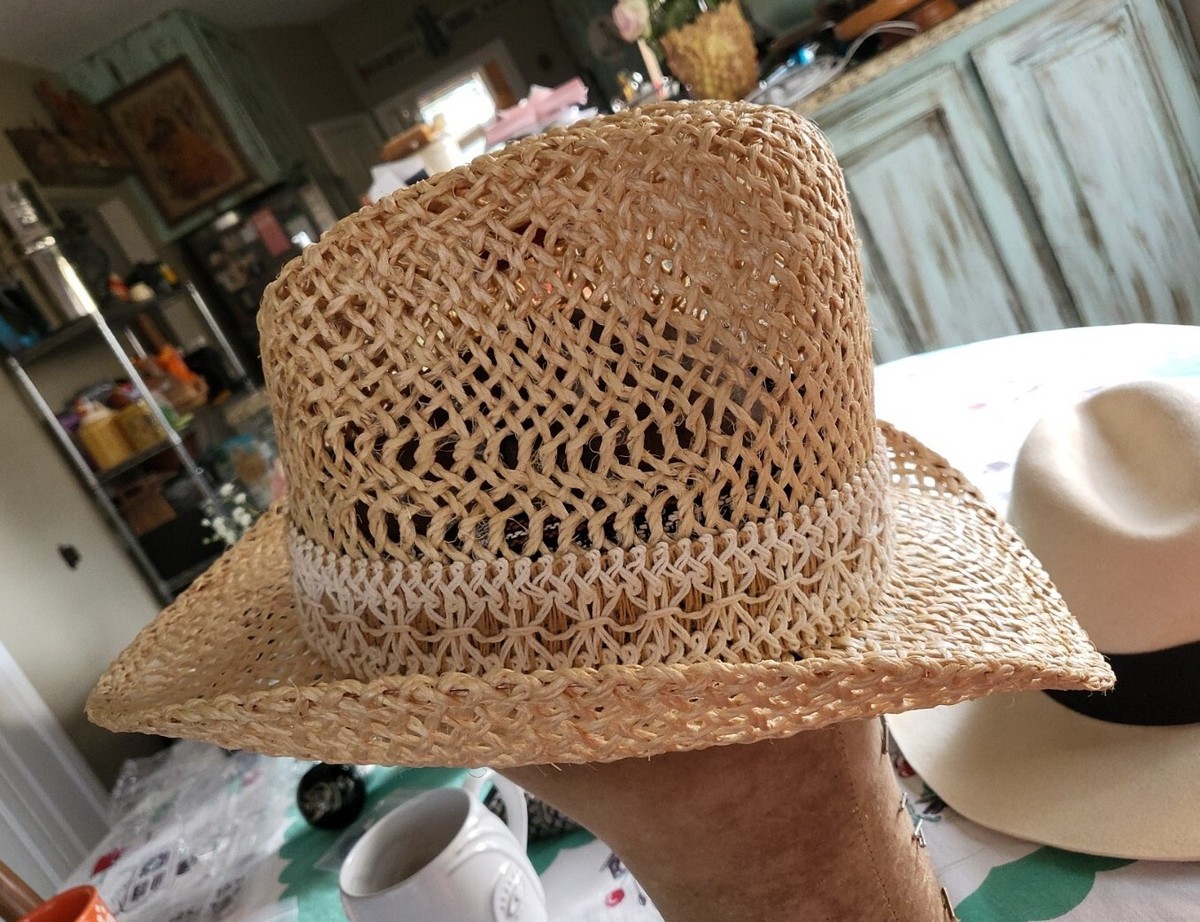 Vintage New West By Bailey U-Rollit Stiff Woven Straw Cowboy 