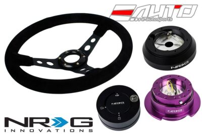 NRG 350 3'' Deep Steering Wheel Suede BK/160 Hub/2.5 PP Quick Release/Lock Matt