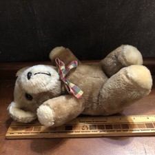 Vintage Dan Brechner Tan  Brown Teddy Bear 10  Plush Stuffed Animal w/Bow Toy