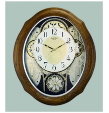 Rhythm BROWN American Gala Musical  Solid Oak  Clock 4MH861WUO6 Christmas Music