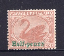 Western Australia &frac12;d green overprint on 3d swan MNG, SG 111a CV &pound;110