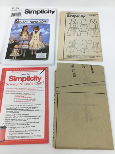 Daisy Kingdom Girl & Doll Dress Patterns Simplicity 7629 Size 8-14 VTG New - Picture 4 of 5