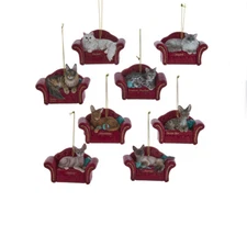 Cat on Red Sofa Ornaments