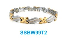 Silver and Gold Women magnetic stainless steel 316L link bracelet SSBW99T2