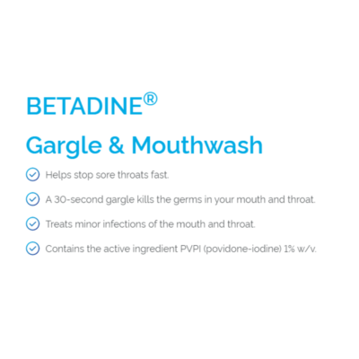 Lot De 2 Bains De Bouche Bétadine 240ml – Povidone Iodée 1% – Sans Alcool