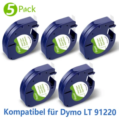 PHOMEMO 5X kompatibles DYMO LetraTag-Etikettenband 91200 91220 White Letra Tag LT-100H