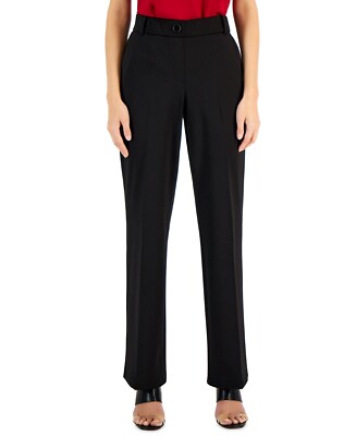 /LX084/ Kasper Petite Faux-Fly Pull-On Wide-Leg Ponte Pants Black Sz PLX $79