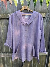 Flax By Jeanne Engelhart Lavender Linen Jacket Large