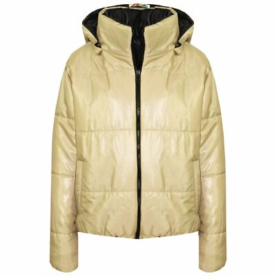 Kids Stone Girls Padded Puffer Reversible Jackets Cropped Hooded Jacket 5-13 Yr