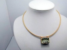 AQUAMARIN ANHÄNGER IN 750/000 GELBGOLD MIT HALSREIF LUXUS PUR HANDARBEIT T971