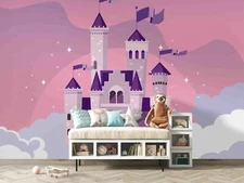 3D Castle Pink Wallpaper Wall Mural Removable Self-adhesive Sticker014