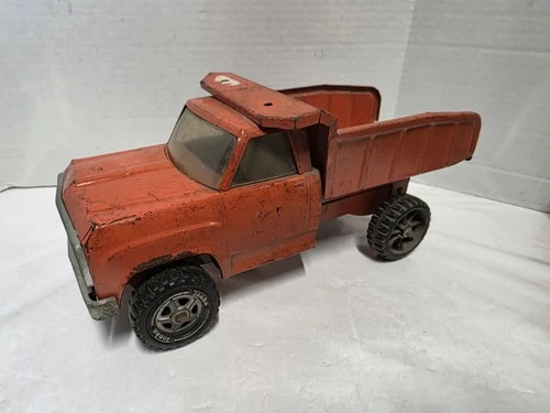 Vintage Metal Tonka Orange Dump Truck Pressed Steel