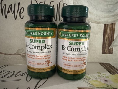 NATURES BOUNTY SUPER B-Complex W/Folic Acid +vitamin C 2Pk Exp:07/26