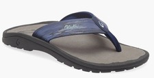 OluKai Ohana Flip Flop Men 12M, TRENCH BLUE / WAI CAMO