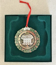 The Greenbrier Resort Hotel 2008  Christmas Ornament 24K Gold Finish Two Sided