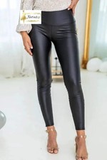 Black Faux Leather Zipped Detail Leggings