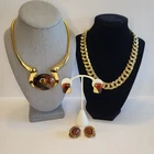 VTG 4 Piece Jewelry Lot Crown Trifari St. John Napier Goldtone Brown Faux Amber