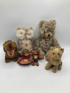 Lot of 5 Midcentury Onward Steiff Animals With ID and 1 Hermann Zotty Teddy Bear