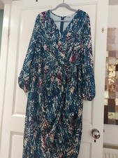 BNWT Size 24/26 Faux Wrap Long Sleeve Dress. Teal Purple By EVERYDAY JONES