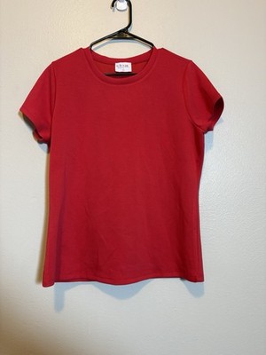 Elevate Basics Womens 2XL Red Short Sleeve Stretch Tee Casual Essential Top Soft
