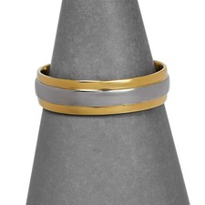 PRE-OWNED 9CT GOLD MENS 2 TONE WEDDING BAND RING SIZE U