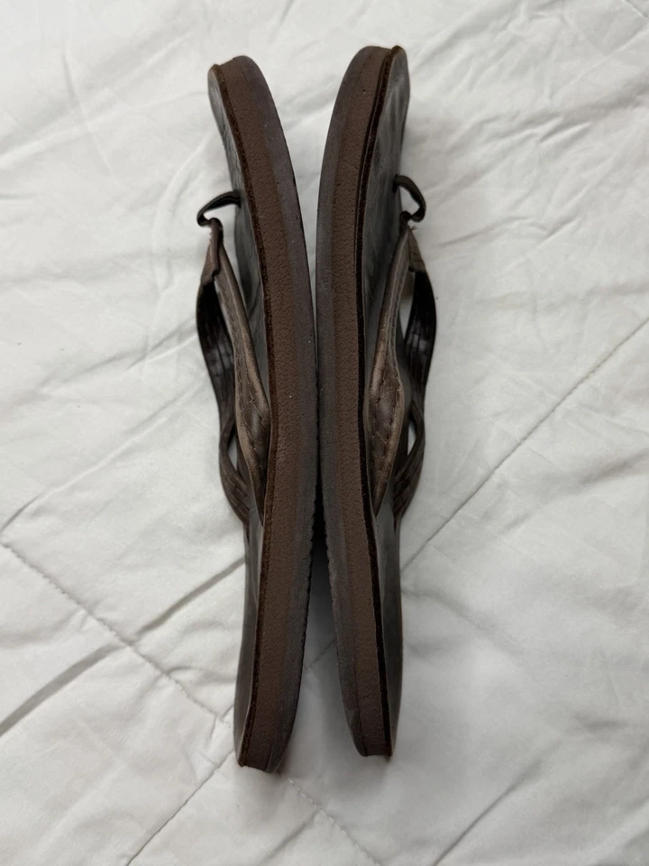 Vintage Rainbow Narrow Strap Leather Women’s Flip Flops Sandals Sz Medium 7-7.5 - Image 3 of 4