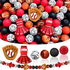 56 Sports Silicone Beads Bulk Kits Baseball Focal Beads for Keychain Pen Making