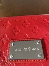Red Leather purse Patrick Cox Fleur de Lis pattern