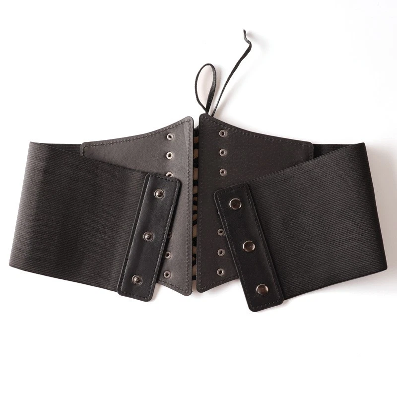 Damen schwarz breit Kunstleder Stretch Gürtel elastisch Korsett Kleid Punk Bund - Bild 4 von 4